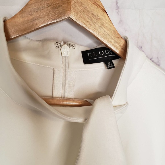 ELOQUII White Mock Neck Flare Sleeves Midi Dress 20 - Picture 5 of 11